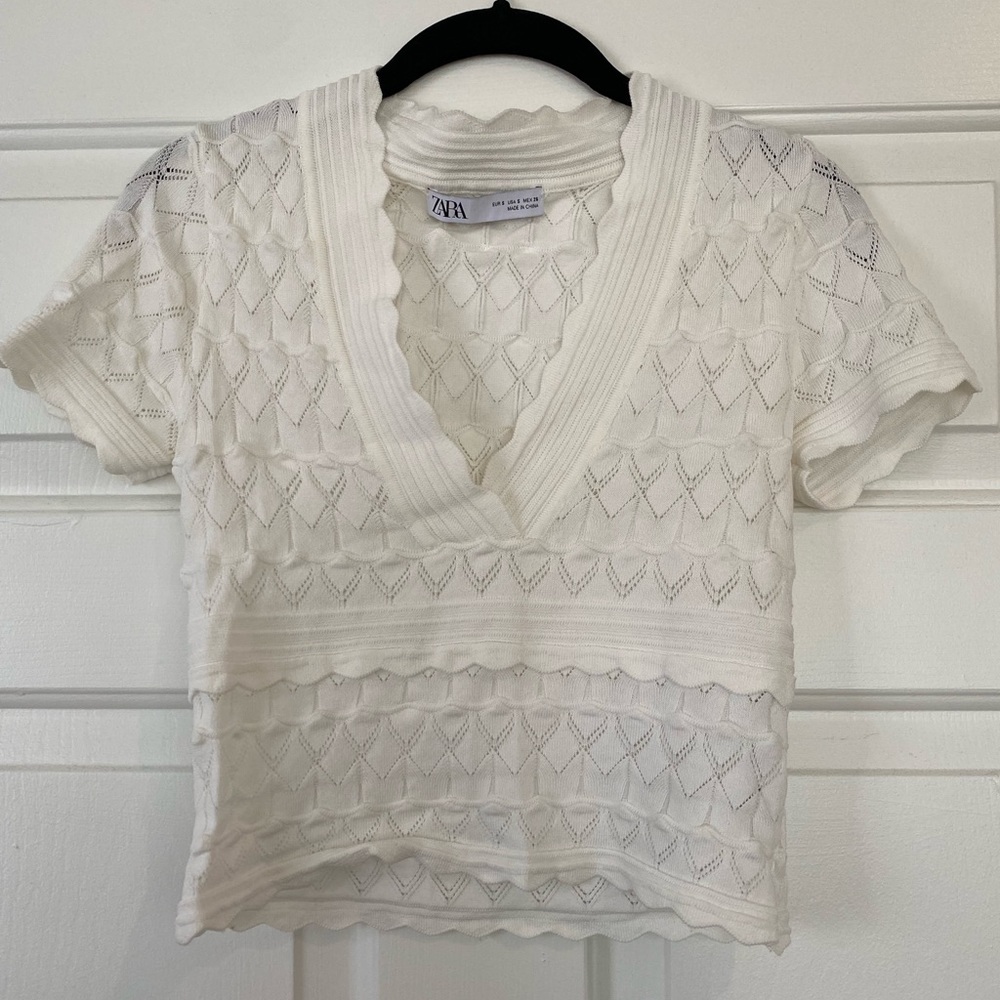 Zara White Knit Crop